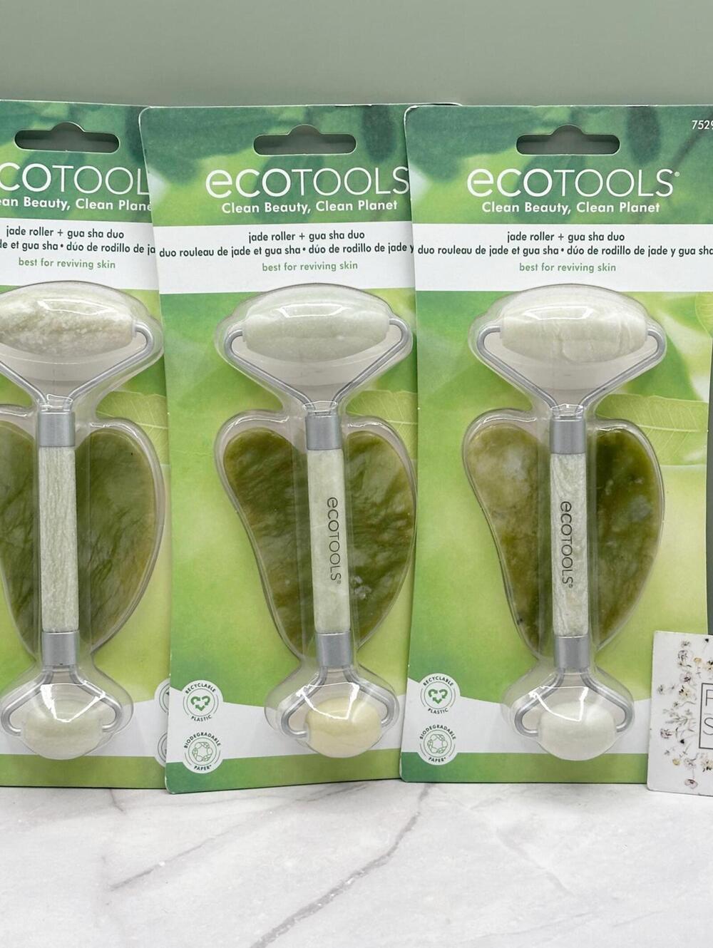 Ecotools Jade Facial Roller and Gua Sha Set- 3 PACK